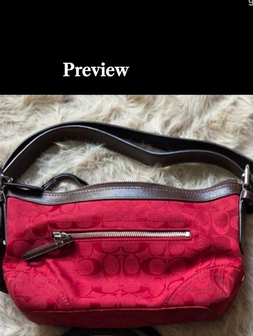 Coach Red Canvas Shoulder Bag with Black Signature Tote